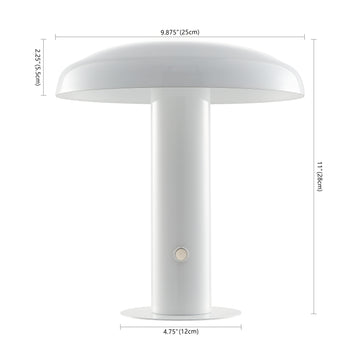Suillius 11" Contemporary Bohemian Rechargeable/Cordless Iron Integrated LED Mushroom Table Lamp - JONATHAN Y